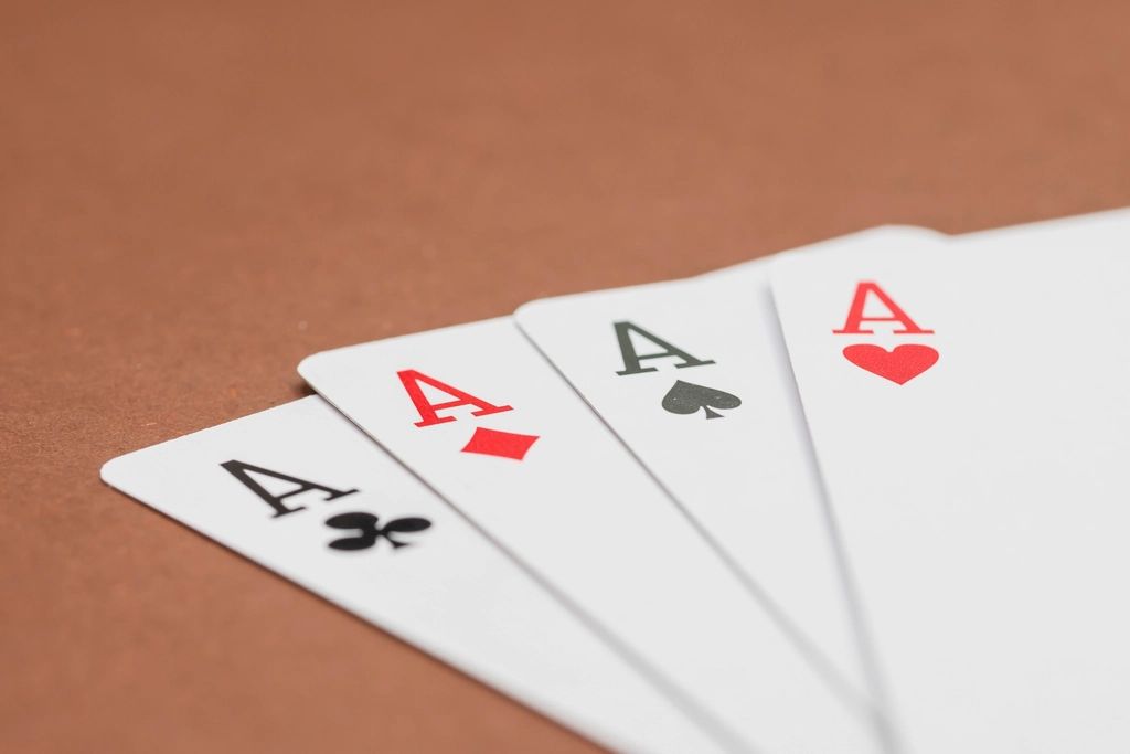 Gaming chips and cards on the table felt